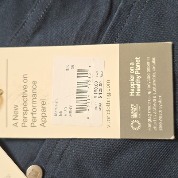 Vuori Blue Mens Pants. Size 38. New With Tag - Picture 8 of 10
